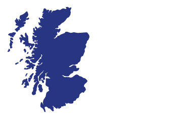 Blue map of Scotland